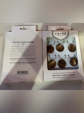 2 sets Twine Living Holiday Wine Charms - Brushed Copper Set